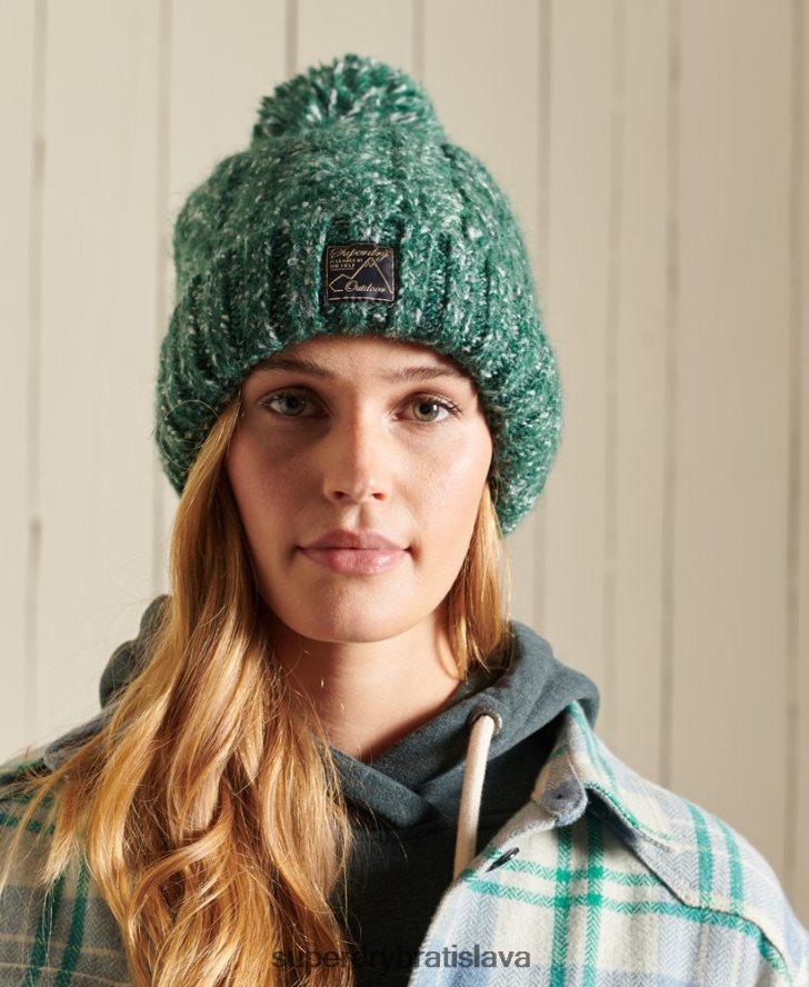 Superdry ženy tvídová káblová čiapka 6B4ZTR4312 príslušenstvo zelená