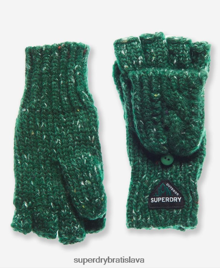 Superdry ženy gracie káblové rukavice 6B4ZTR4322 príslušenstvo zelená
