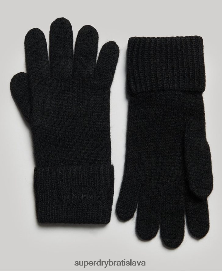 Superdry ženy nevyhnutné rebrované rukavice 6B4ZTR4268 príslušenstvo čierna