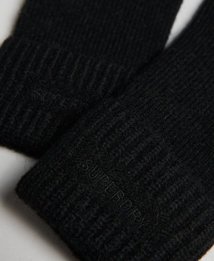 Superdry ženy nevyhnutné rebrované rukavice 6B4ZTR4268 príslušenstvo čierna