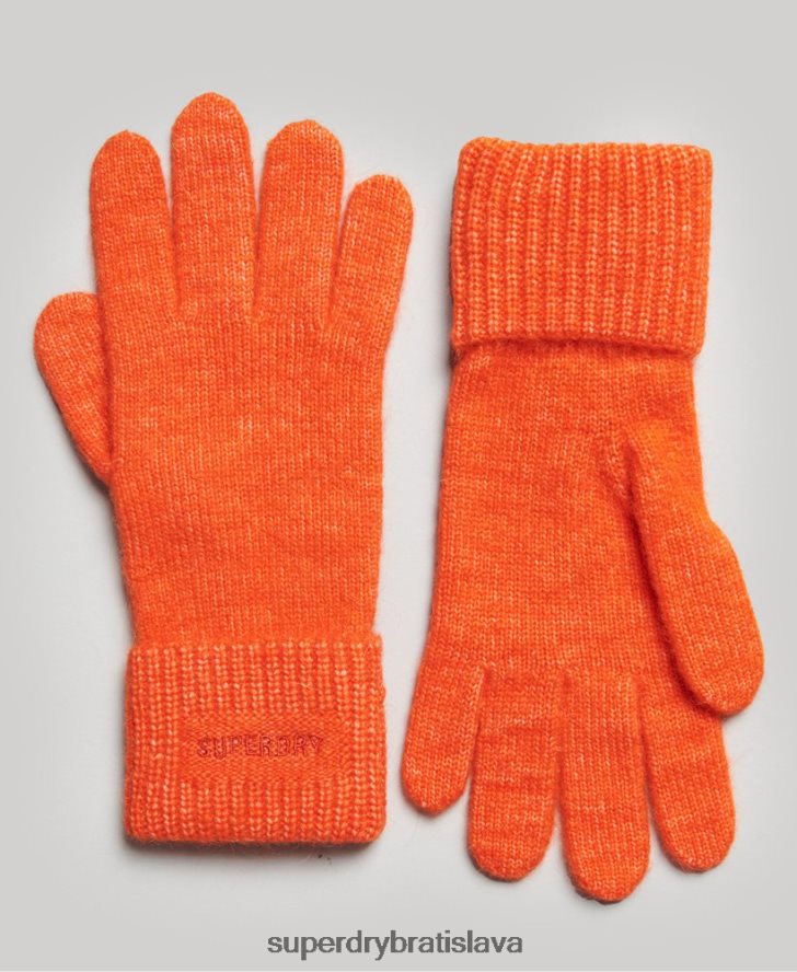 Superdry ženy nevyhnutné rebrované rukavice 6B4ZTR4271 príslušenstvo oranžová