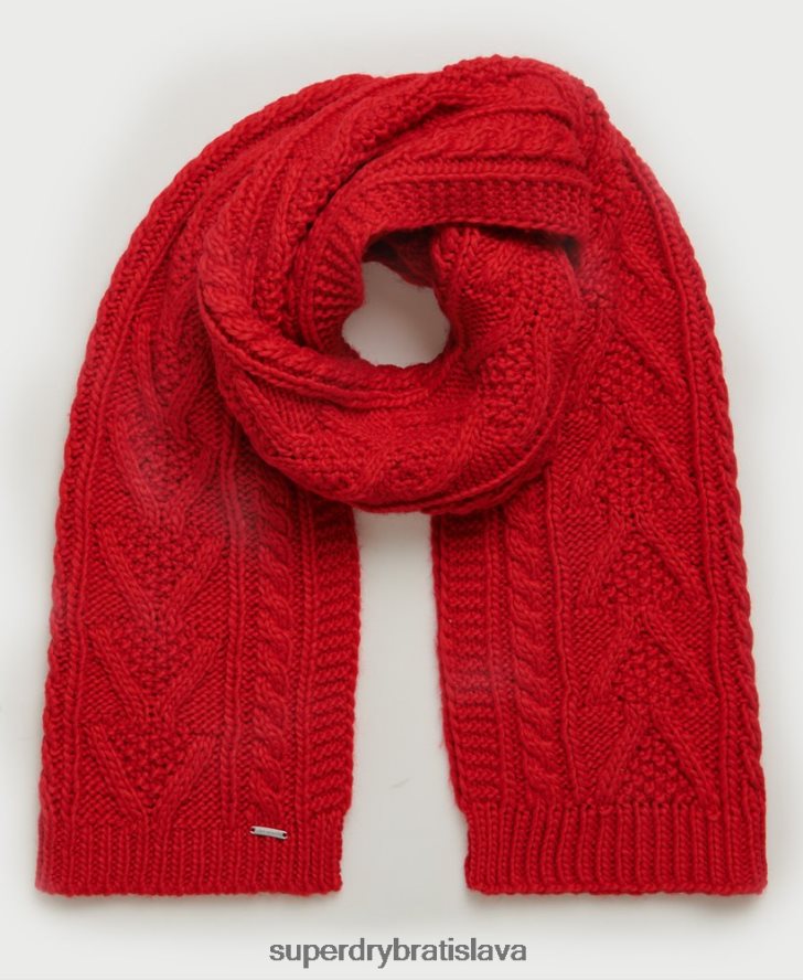 Superdry ženy Lannah kábel šál 6B4ZTR4323 príslušenstvo červená