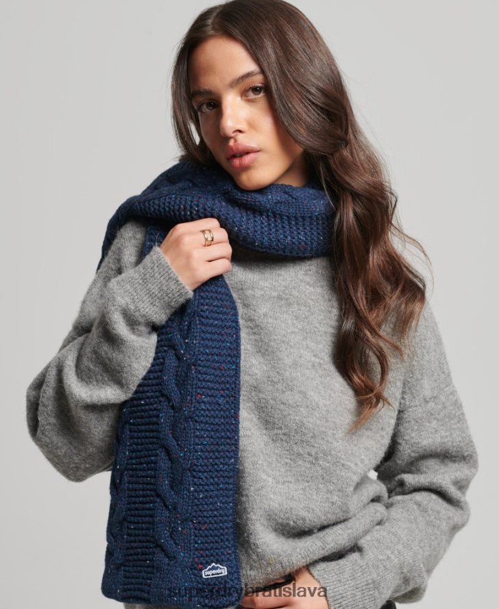 Superdry ženy kábel pletený šál 6B4ZTR4251 príslušenstvo námorníctvo