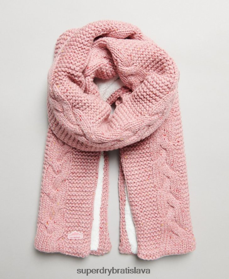 Superdry ženy kábel pletený šál 6B4ZTR4252 príslušenstvo Ružová