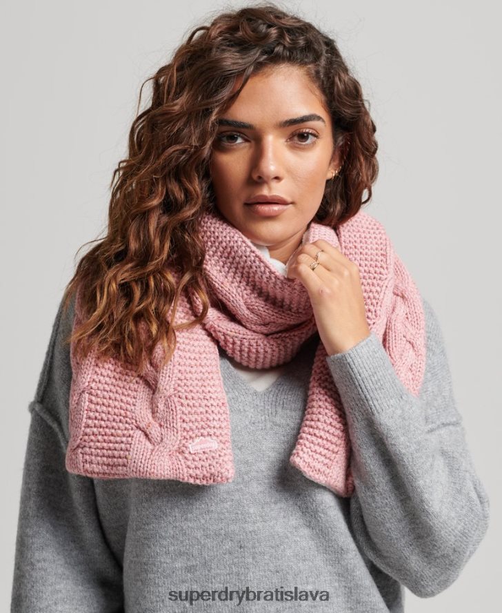 Superdry ženy kábel pletený šál 6B4ZTR4252 príslušenstvo Ružová