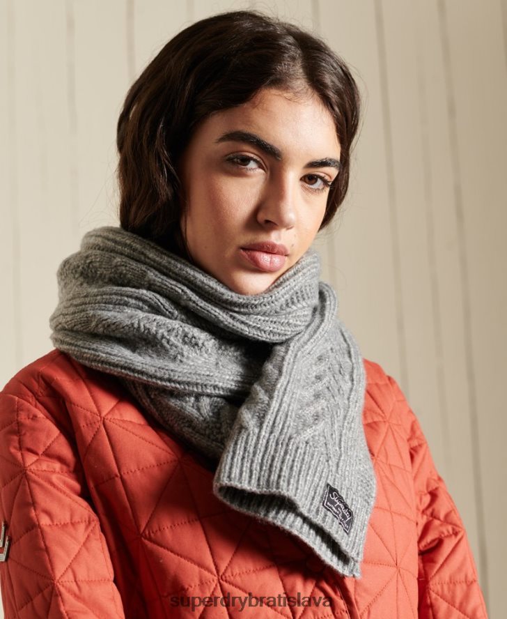 Superdry ženy káblový lux šál 6B4ZTR4306 príslušenstvo svetlo šedá