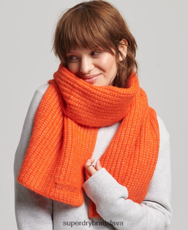 Superdry ženy nevyhnutná rebrovaná šatka 6B4ZTR4243 príslušenstvo oranžová
