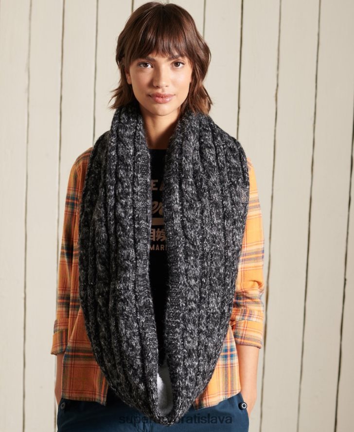Superdry ženy tvídový káblový snood 6B4ZTR4299 príslušenstvo čierna