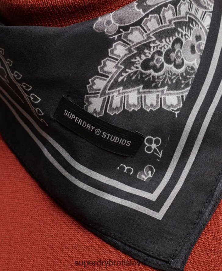 Superdry ženy štvorcový hodvábny šál s potlačou 6B4ZTR4213 príslušenstvo čierna