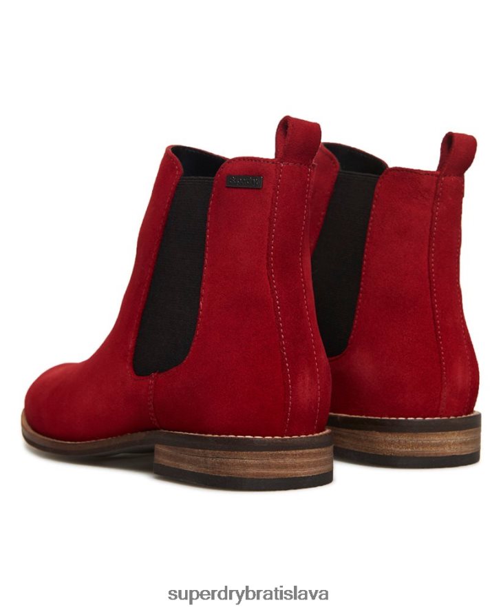 Superdry ženy semišové chelsea čižmy millie-lou 6B4ZTR4431 topánky červená