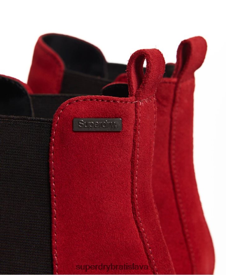 Superdry ženy semišové chelsea čižmy millie-lou 6B4ZTR4431 topánky červená