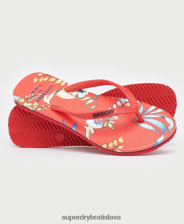 Superdry ženy klasické vintage žabky 6B4ZTR4400 topánky červená