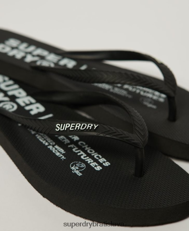 Superdry ženy vegánske šľapky 6B4ZTR2159 topánky čierna