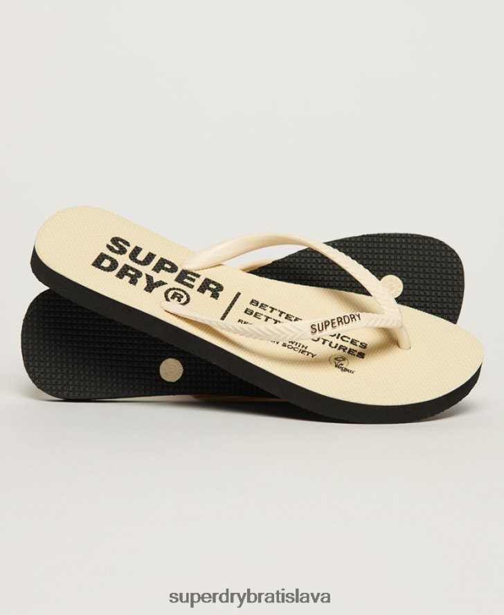 Superdry ženy vegánske šľapky 6B4ZTR4351 topánky krém