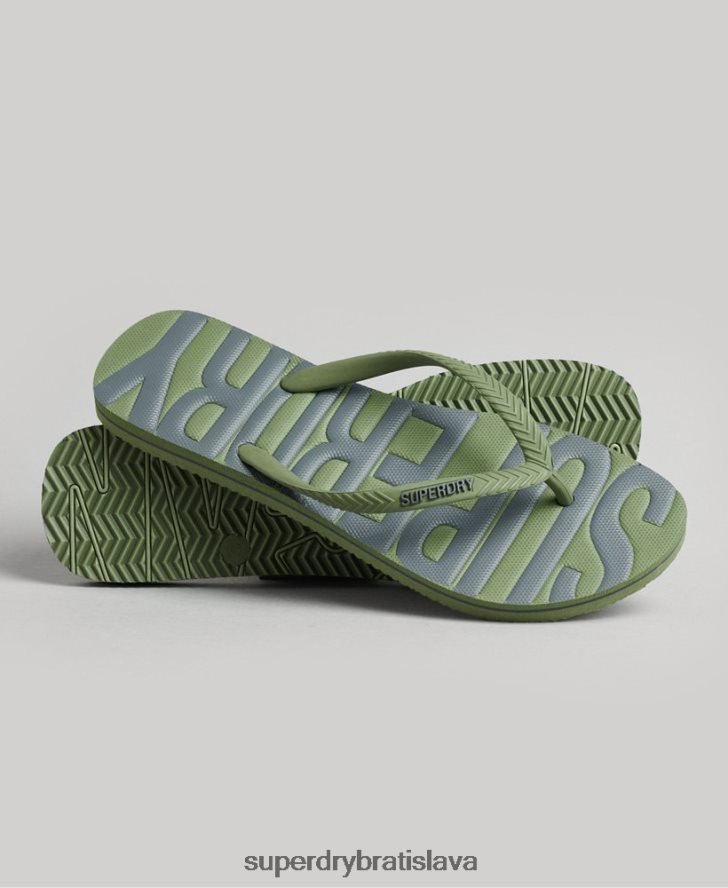 Superdry ženy vintage vegánske žabky 6B4ZTR4377 topánky kaki