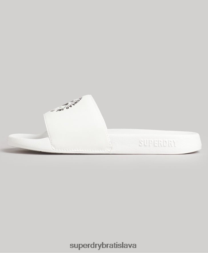 Superdry ženy bazénové posúvače s vytlačeným kódom 6B4ZTR4407 topánky biely