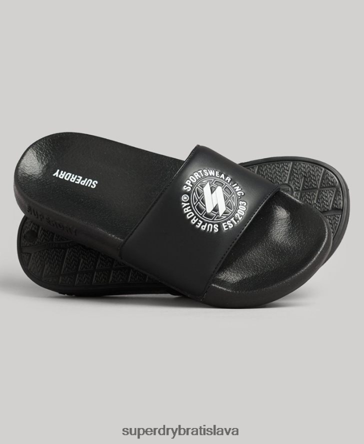 Superdry ženy bazénové posúvače s vytlačeným kódom 6B4ZTR4409 topánky čierna