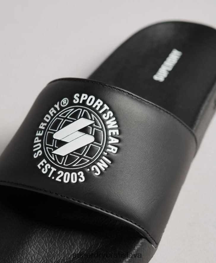 Superdry ženy bazénové posúvače s vytlačeným kódom 6B4ZTR4409 topánky čierna