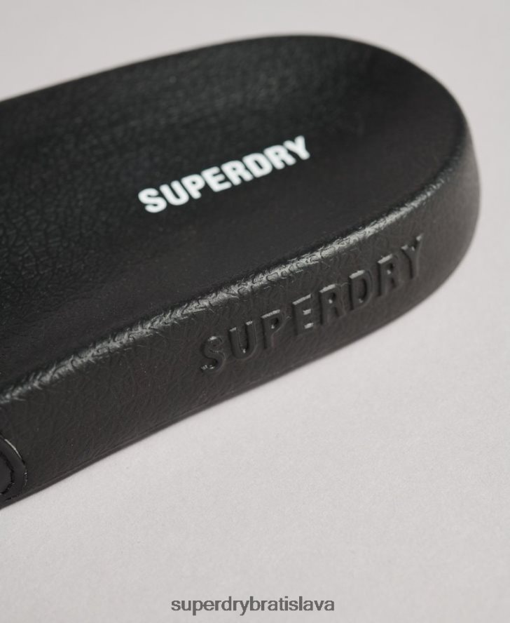 Superdry ženy bazénové posúvače s vytlačeným kódom 6B4ZTR4409 topánky čierna