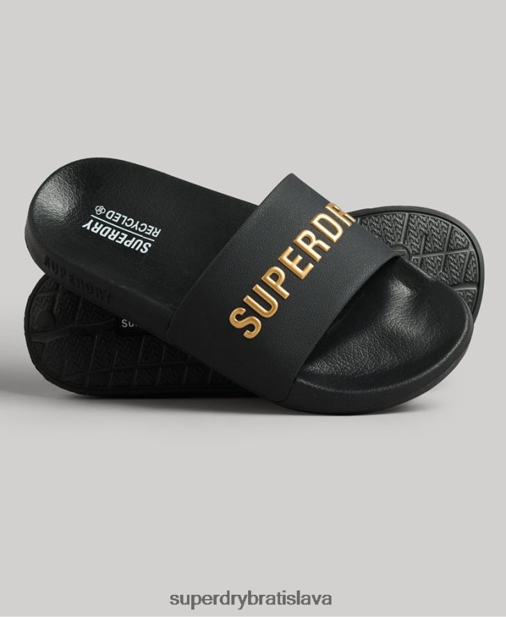 Superdry ženy bazénové posuvníky s logom kódu 6B4ZTR4345 topánky čierna