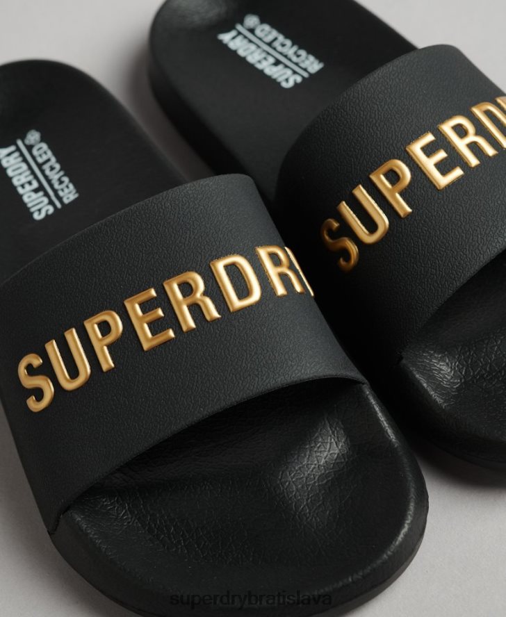 Superdry ženy bazénové posuvníky s logom kódu 6B4ZTR4345 topánky čierna
