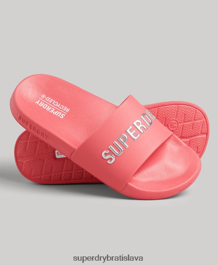 Superdry ženy bazénové posuvníky s logom kódu 6B4ZTR4352 topánky Ružová