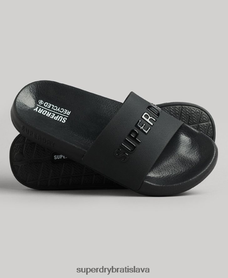 Superdry ženy bazénové posuvníky s logom kódu 6B4ZTR4372 topánky čierna