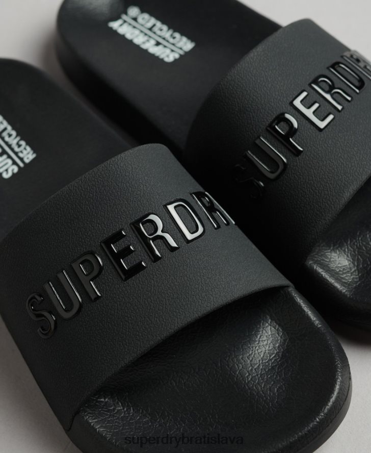 Superdry ženy bazénové posuvníky s logom kódu 6B4ZTR4372 topánky čierna