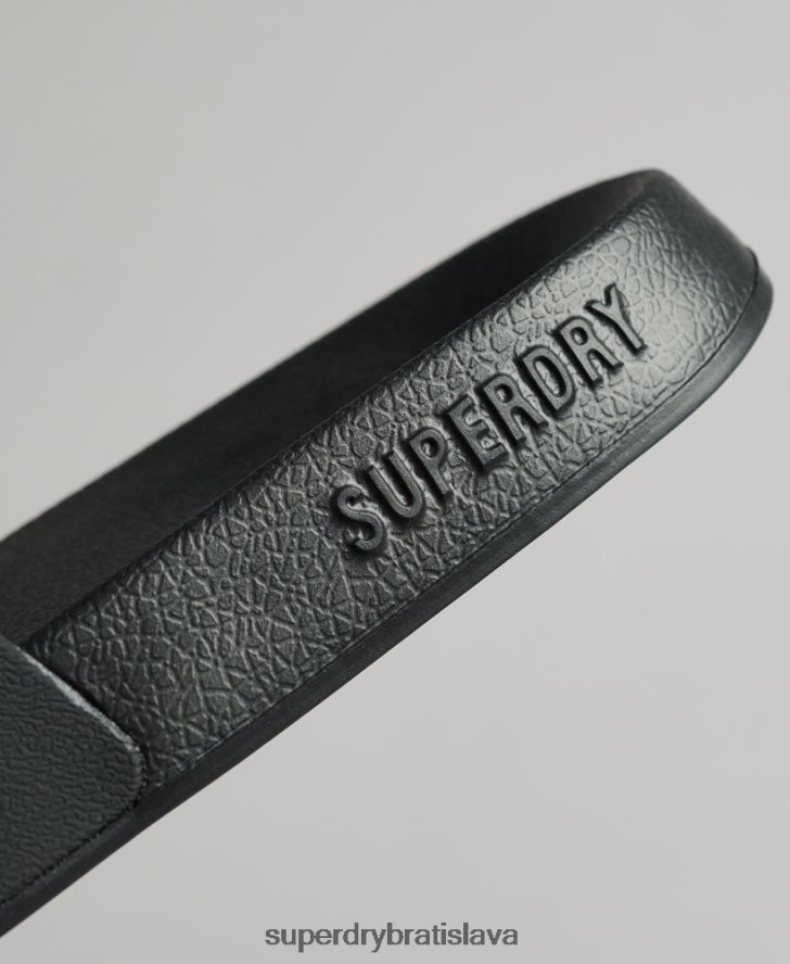 Superdry ženy bazénové posuvníky s logom kódu 6B4ZTR4372 topánky čierna