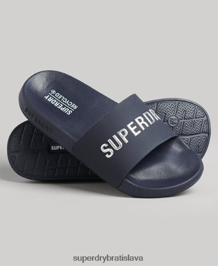 Superdry ženy bazénové posuvníky s logom kódu 6B4ZTR4392 topánky námorníctvo