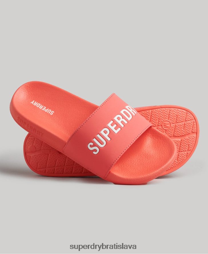 Superdry ženy graficky tvarované bazénové posúvače 6B4ZTR4411 topánky koralový