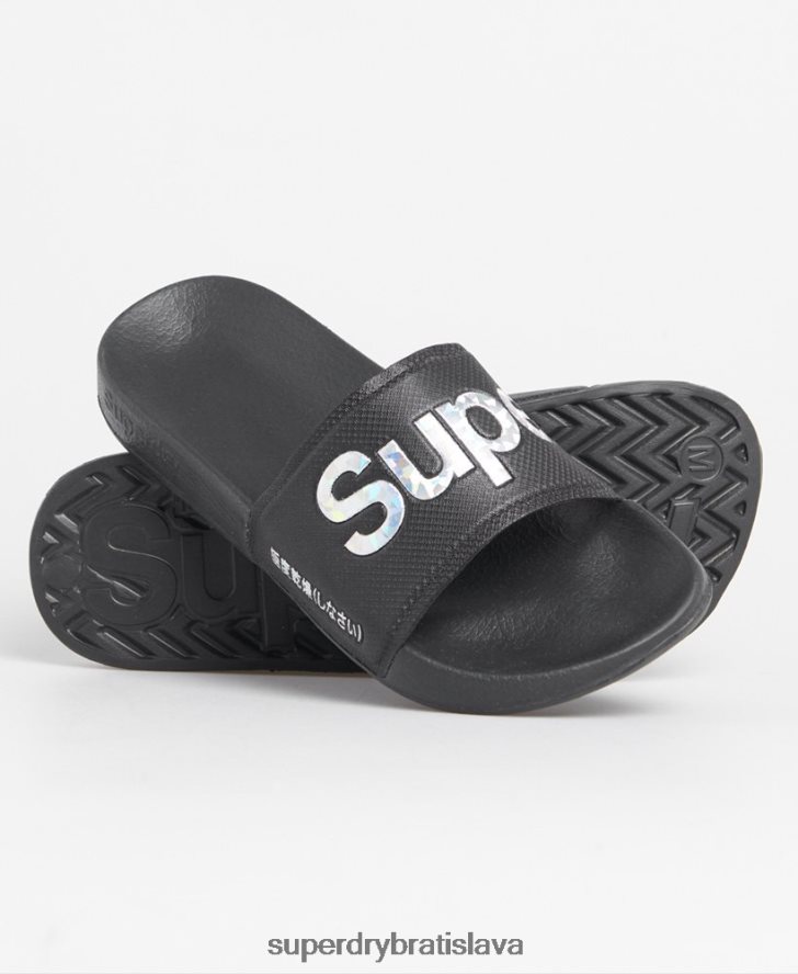 Superdry ženy holografické posuvné bazény s výplňou 6B4ZTR6780 topánky čierna