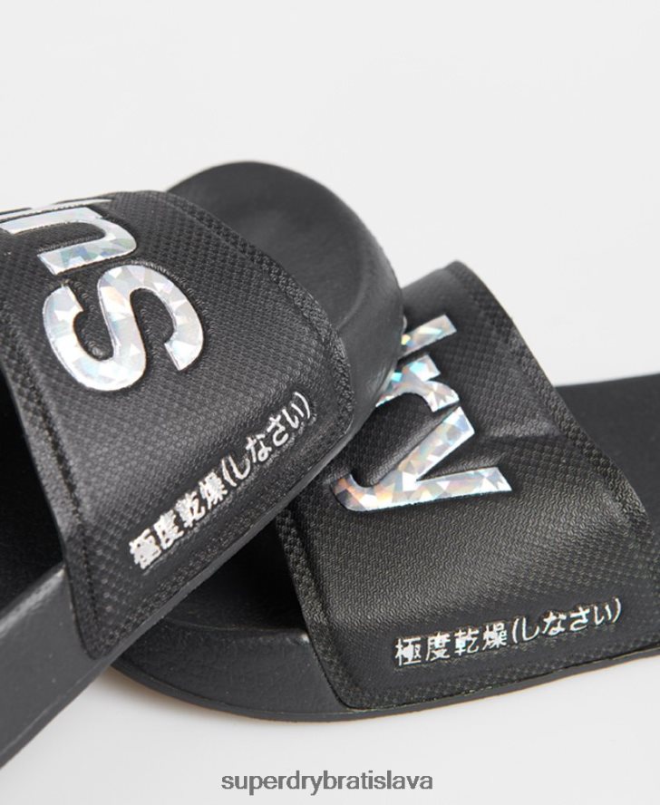 Superdry ženy holografické posuvné bazény s výplňou 6B4ZTR6780 topánky čierna