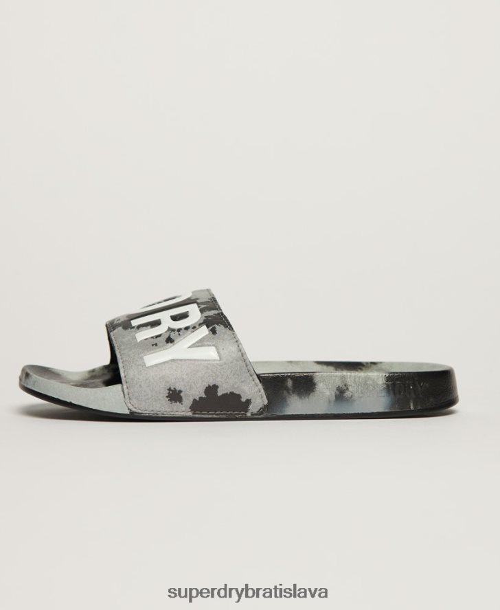 Superdry ženy kravatové farbivo vegánske posúvače 6B4ZTR2003 topánky čierna