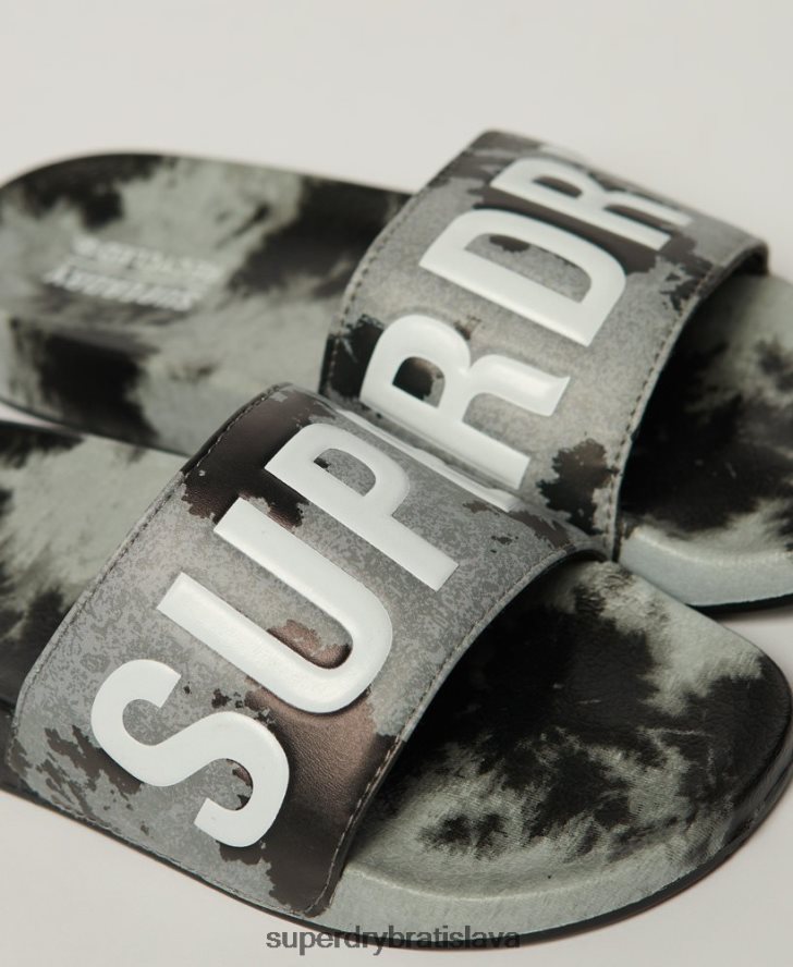 Superdry ženy kravatové farbivo vegánske posúvače 6B4ZTR2003 topánky čierna