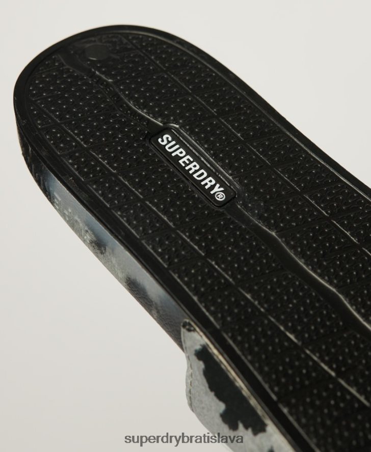 Superdry ženy kravatové farbivo vegánske posúvače 6B4ZTR2003 topánky čierna