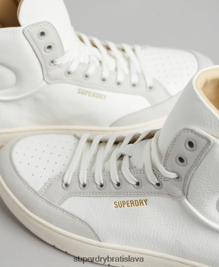 Superdry ženy ročník prémiových vegánskych vysokých tenisiek s košíkom 6B4ZTR4355 topánky biely