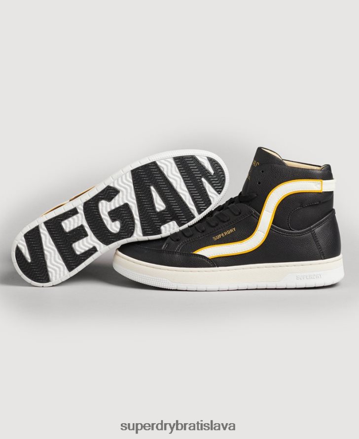 Superdry ženy vintage vegánsky košík vysoké tenisky 6B4ZTR4348 topánky čierna