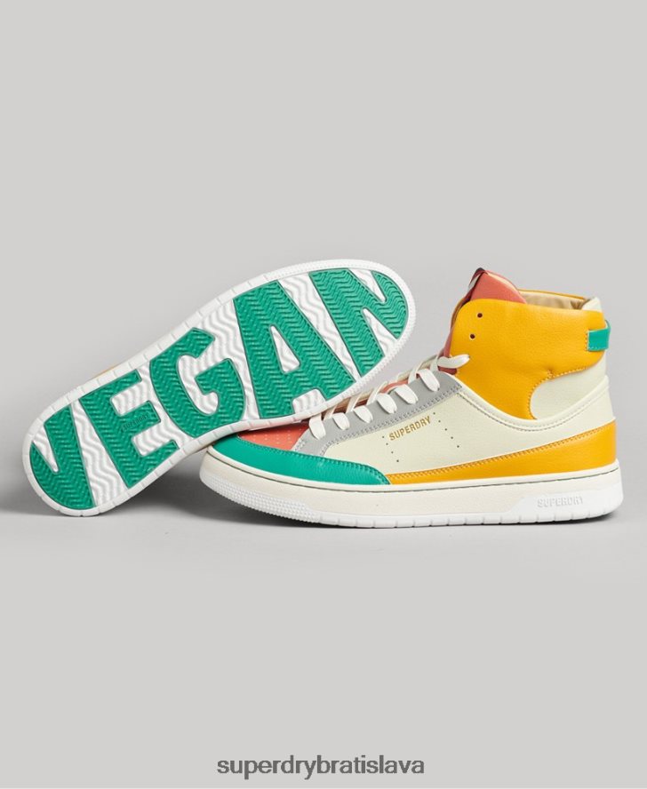 Superdry ženy vintage vegánsky košík vysoké tenisky 6B4ZTR4350 topánky žltá