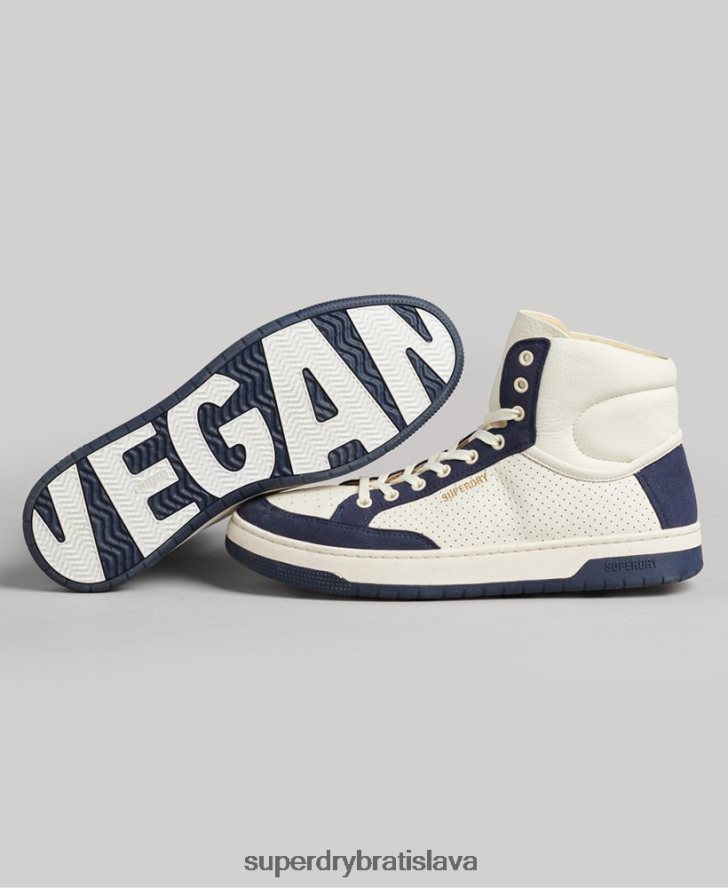 Superdry ženy ročník prémiových vegánskych vysokých tenisiek s košíkom 6B4ZTR6665 topánky námorníctvo