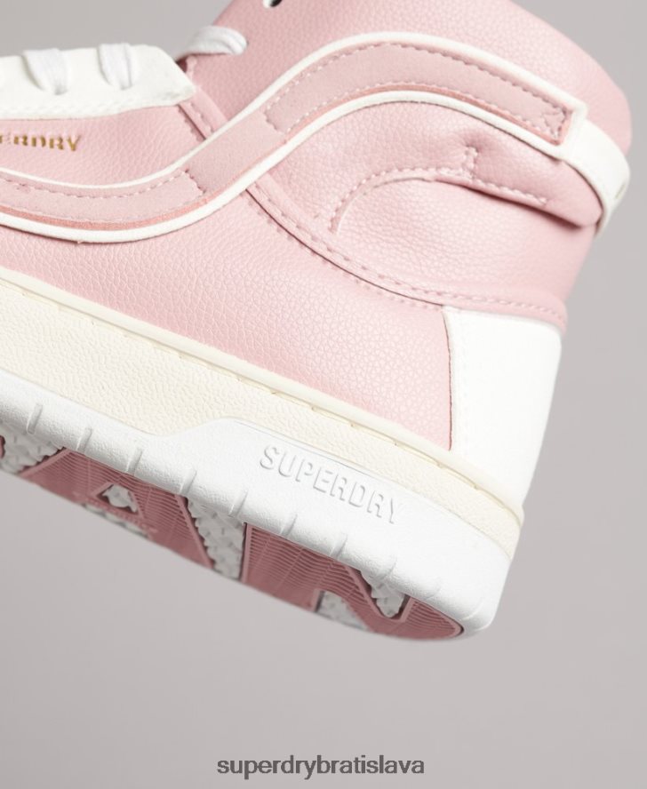 Superdry ženy vintage vegánsky košík vysoké tenisky 6B4ZTR6673 topánky Ružová