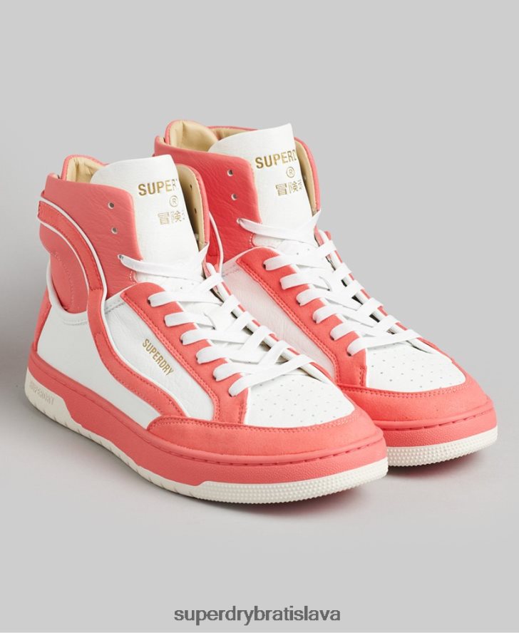 Superdry ženy vintage vegánsky košík vysoké tenisky 6B4ZTR6759 topánky koralový