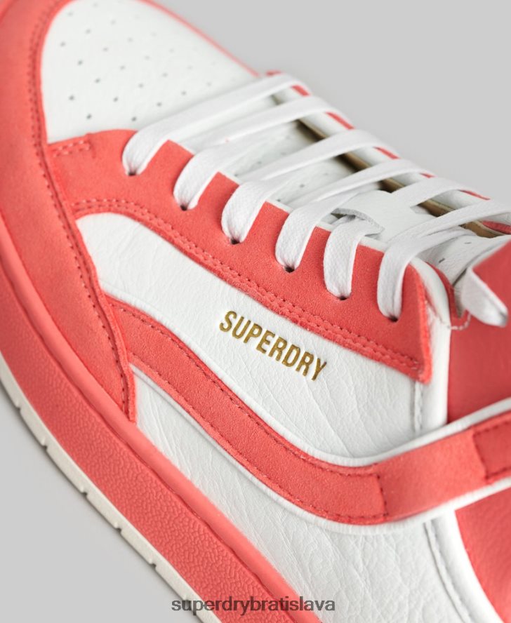 Superdry ženy vintage vegánsky košík vysoké tenisky 6B4ZTR6759 topánky koralový
