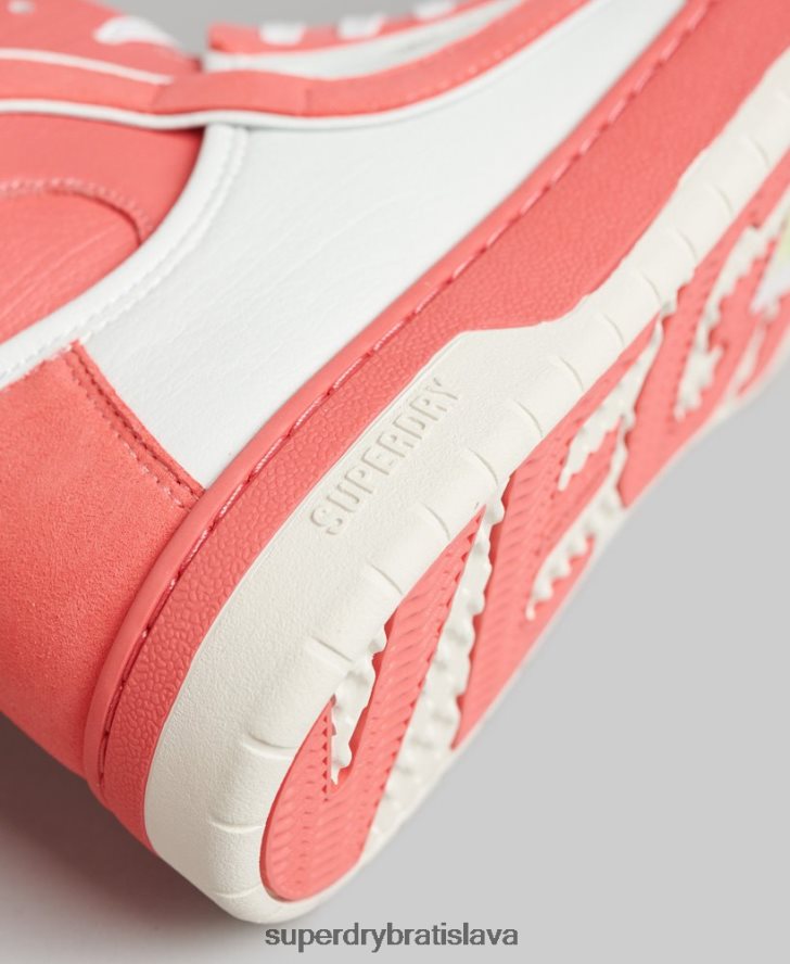 Superdry ženy vintage vegánsky košík vysoké tenisky 6B4ZTR6759 topánky koralový